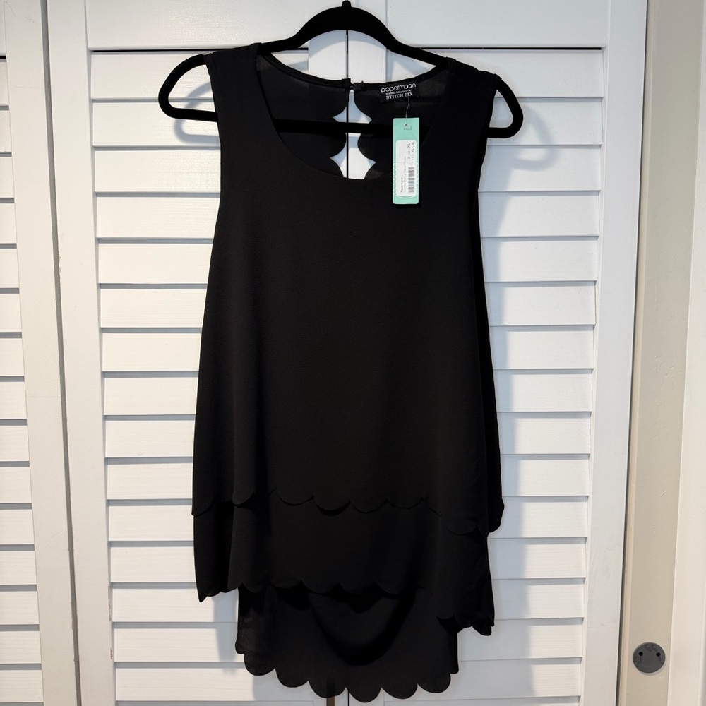 Women’s Scallop Edge Sleeveless‎ Blouse Lightweight Dressy Casual Top XL